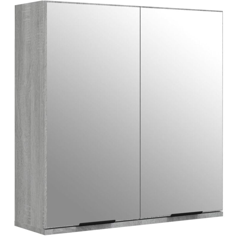 Bonnevie - Armoire murale de Toilette Armoire à miroir de salle de bain Moderne Sonoma gris 64x20x67 cm -42553 - Gris