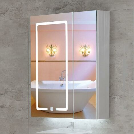Armoire De Toilette avec Miroir, Armoire Salle Bain avec éclairage avec Beauté éclairage Armoire Miroir Salle De Bain avec Miroir Argenté Protection l'environnement HD A,70 70 13cm
