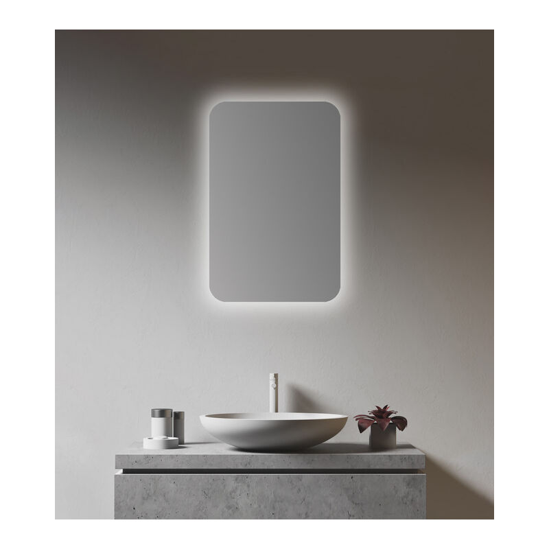 Talos - Armoire de toilette avec miroir de salle de bain avec éclairage ovale 40 x 60 cm - armoire de toilette avec corps en aluminium de haute