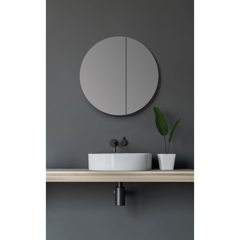 Talos - Armoire de toilette avec miroir de salle de bain ronde ø 60 cm - Armoire de toilette avec corps en aluminium de haute qualité - Armoire de