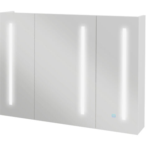 Armoire de toilette avec miroir et éclairage, meuble de rangement avec port USB et étagère réglable, 90 x 15 x 70 cm, blanc