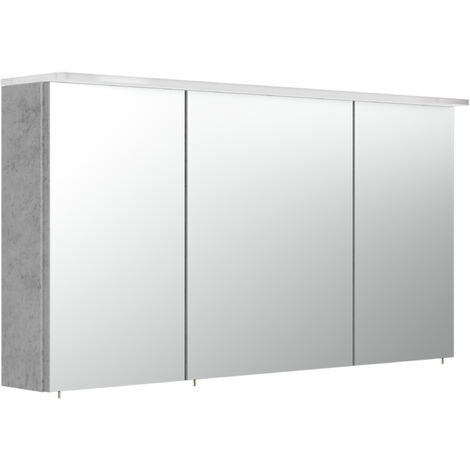 Armoire de toilette avec miroirs et Lampe acrylique 120cm en Aspect Béton