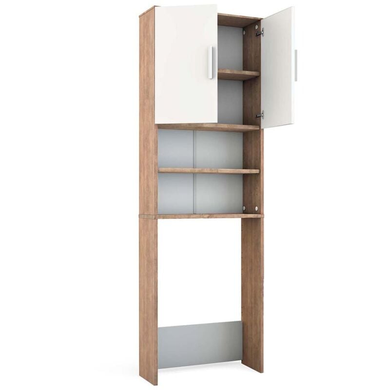 Vicco - Armoire de toilette, Sonoma/blanc, 64 x 190 cm avec 2 portes