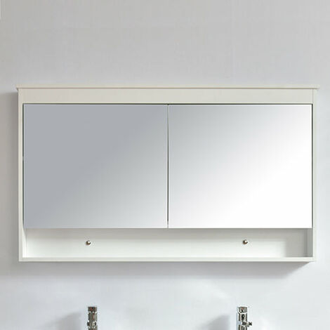 Armoire de toilette bloc-miroir 120 cm TYPO finition mélaminé blanc - Blanc