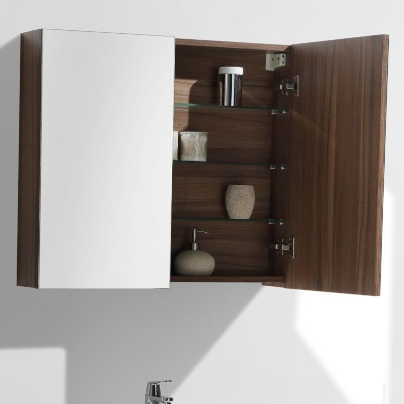 Stano. - Armoire de toilette bloc-miroir siena largeur 80 cm noyer