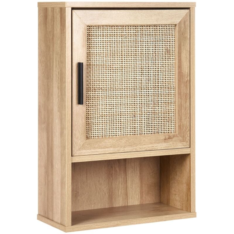 Beliani - Armoire de Toilette Boho 40 x 60 cm Façade Tressée Meuble de Rangement Salle de Bain Bois Clair Rosell