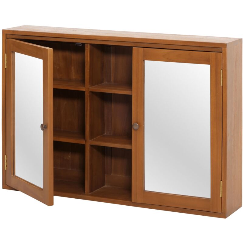 Armoire de toilette en teck HHG 751, armoire de toilette, teck de qualité B-Grade (bois de cœur, 20-30 ans), 70x100x20cm