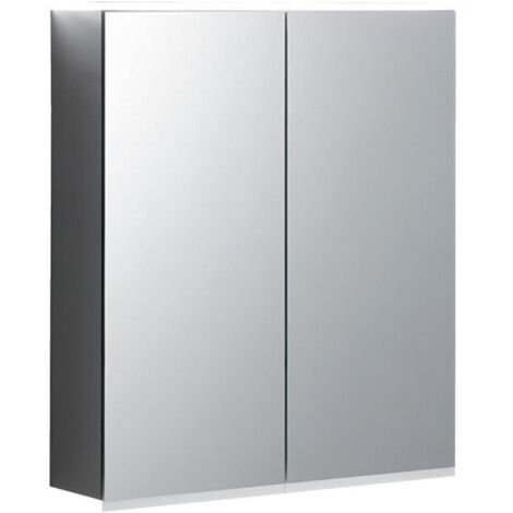 Armoire de toilette Geberit Option Plusavec éclairage et deux portes: Largeur 60cm, Hauteur 70cm, Profondeur 17.2cm, , miroir extérieur, miroirs intérieur et extérieur