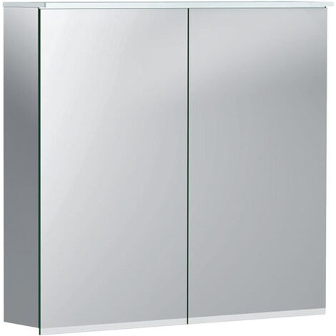 Armoire de toilette Geberit Option Plusavec éclairage et deux portes: Largeur 75cm, Hauteur 70cm, Profondeur 17.2cm, , miroir extérieur, miroirs intérieur et extérieur