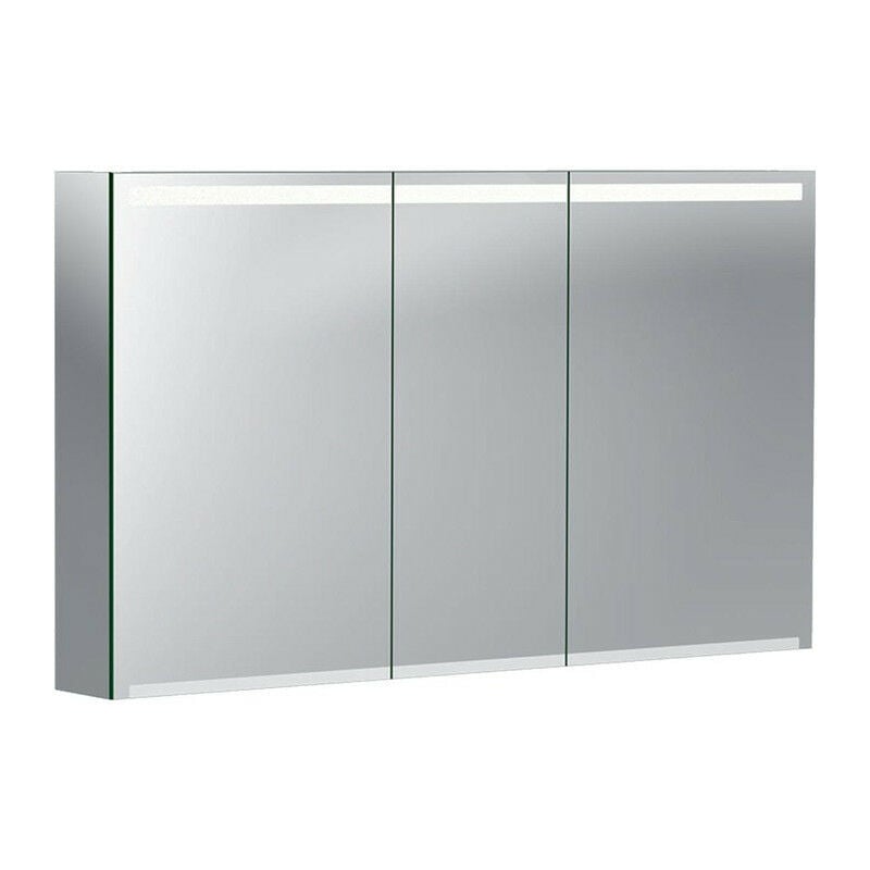 Armoire de toilette Geberit Optionavec éclairage et trois portes: Largeur 120cm, Hauteur 70cm, Profondeur 15cm, , miroir extérieur, miroirs intérieur