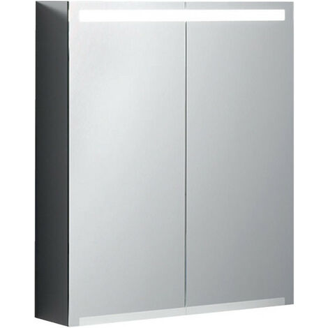 Armoire de toilette Geberit Optionavec éclairage et deux portes: Largeur 60cm, Hauteur 70cm, Profondeur 15cm, , miroir extérieur, miroirs intérieur et extérieur