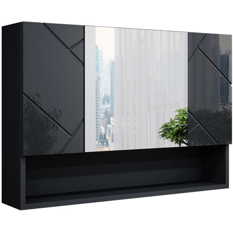 Vicco - Armoire de toilette Irma, Anthracite Haute brillance, 80.1 x 55 cm