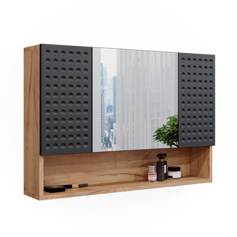 Vicco - Armoire de toilette Irma, Anthracite à pois, 80.1 x 55 cm