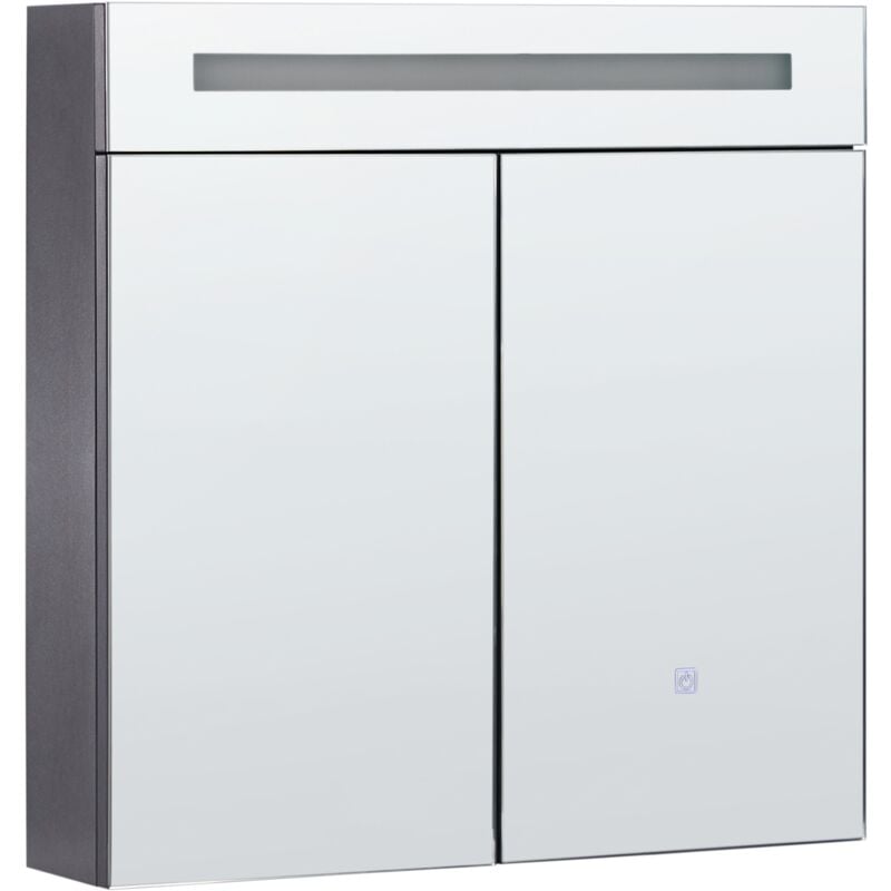Beliani - Armoire de Toilette led Murale Moderne Minimaliste 60 x 60 cm avec Rangement Noire Jamarillo
