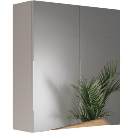 Armoire de toilette Marelle, Greige/Chêne Artisan, 60x67cm avec étagère réglable en hauteur, Vicco