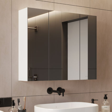 Armoire de Toilette, Miroir Mural Salle de Bain avec étagère Réglable, Blanc, 70x60x16cm
