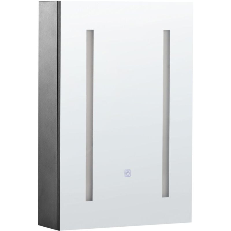 Beliani - Armoire de Toilette Moderne Minimaliste 40 x 60 cm avec Rangement led Noire Cameron