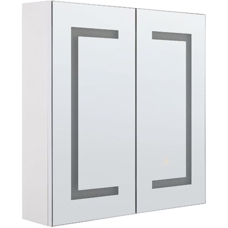 Armoire Miroir De Salle De Bain Avec étagères Et éclairage LED, Miroir