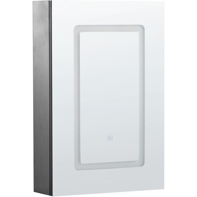 Beliani - Armoire de Toilette Murale Moderne Minimaliste 40 x 60 cm led avec Rangement Noire Condor