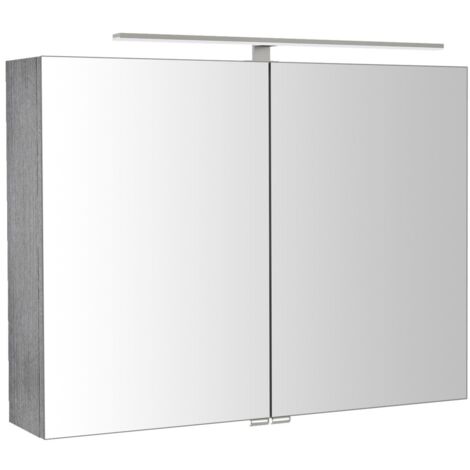 Armoire de toilette RIWA avec éclairage LED, 81x70x17cm, chêne argenté