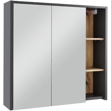 Vicco Armoire Suspendue R-Line, Blanc Haute Brillance, 80cm Avec Portes Vitrees 93211235