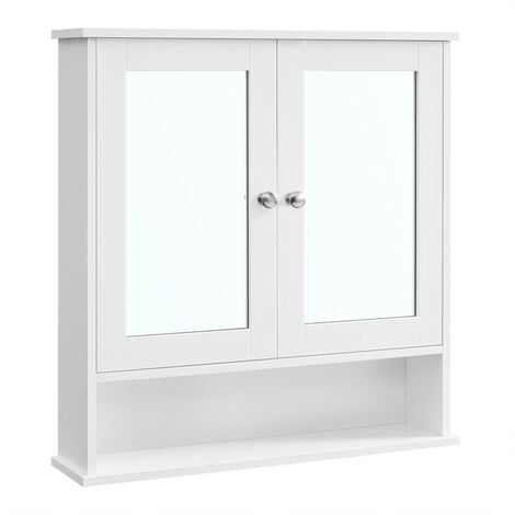 Armoire de toilettes Salle de bains Blanche murale avec portes et miroirs LHC002 - Blanc
