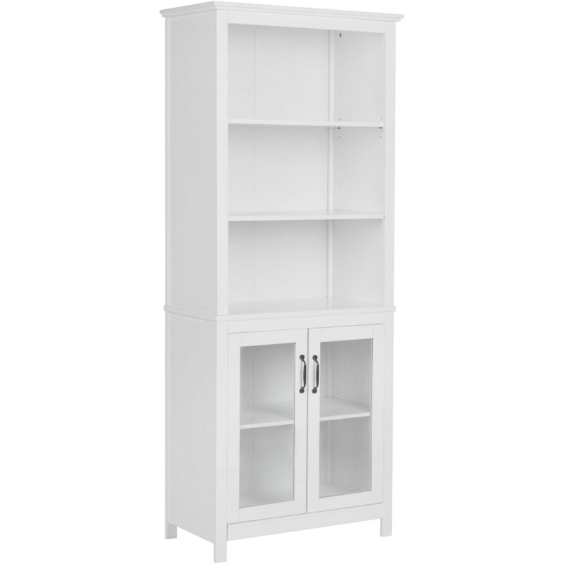 Beliani - Armoire Décorative avec Étagères et Vitrine en Verre et mdf Blanc Lusby