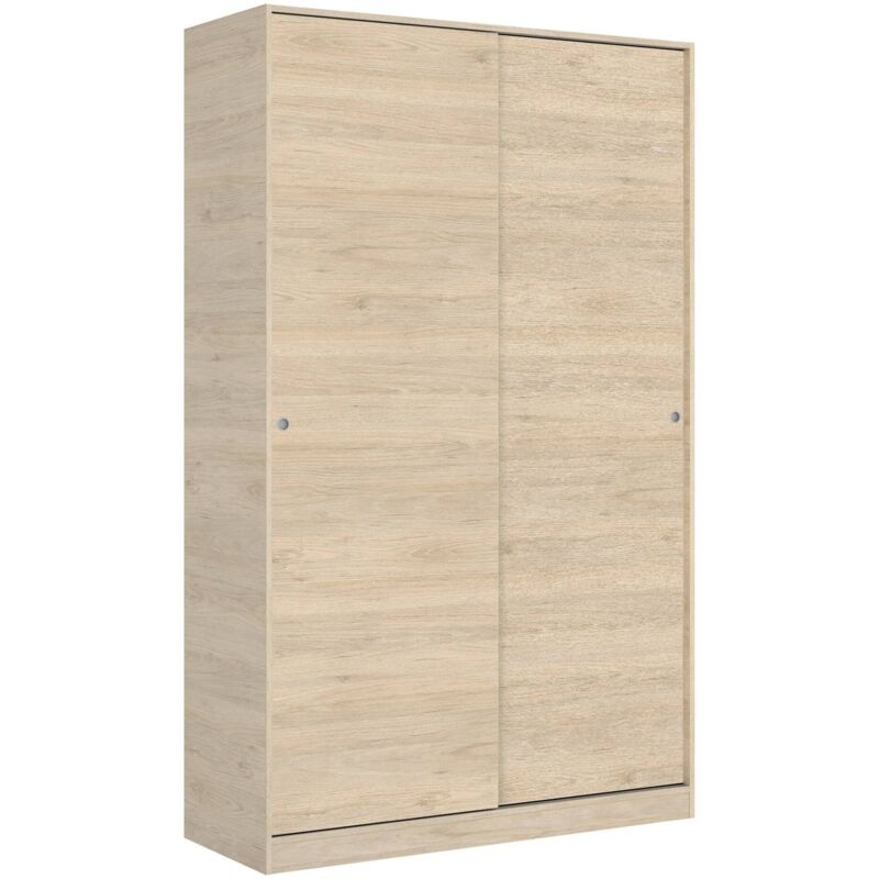 Dmora - Armoire Dcapuan, Porte-manteau pour chambre, Armoire avec 2 portes coulissantes, 120x50h204 cm, Chêne
