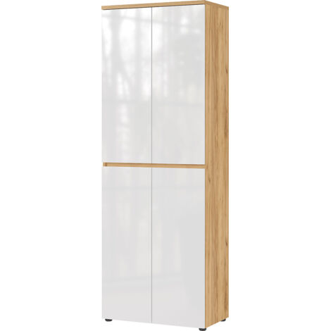 Armoire d'entrée moderne 70 cm chêne/blanc laqué Cornelia