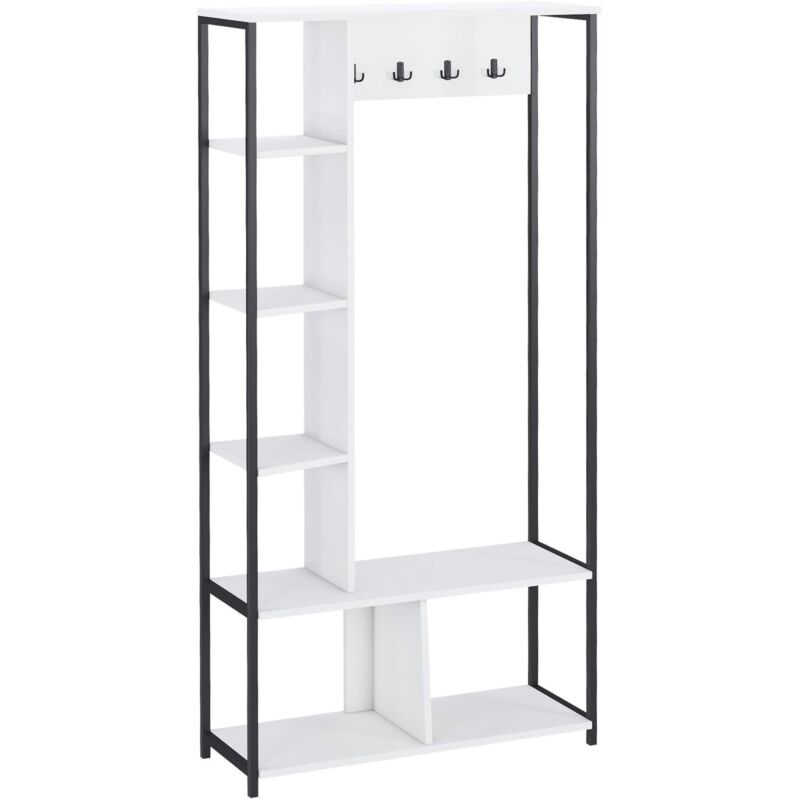 Mobili Rebecca - Garde-Robe d'Entrée Rebecca Mobili Caigua 182x90x35 Panneau de particules Acier Blanc Gris Foncé Moderne