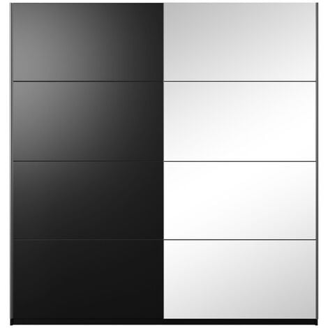 Armoire design 2 mètres. 2 portes avec miroirs modulables. Couleur noir mat. Collection EOS - Noir