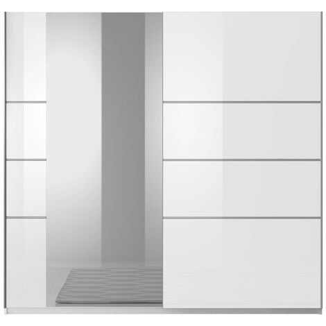 Armoire design 2 portes 200 cm avec miroir. Couleur blanc brillant. Collection EOS - Blanc