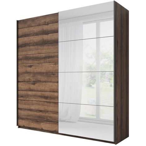 Armoire design 2 portes 220cm couleur chêne foncé. Collection EOS - Marron - Bois