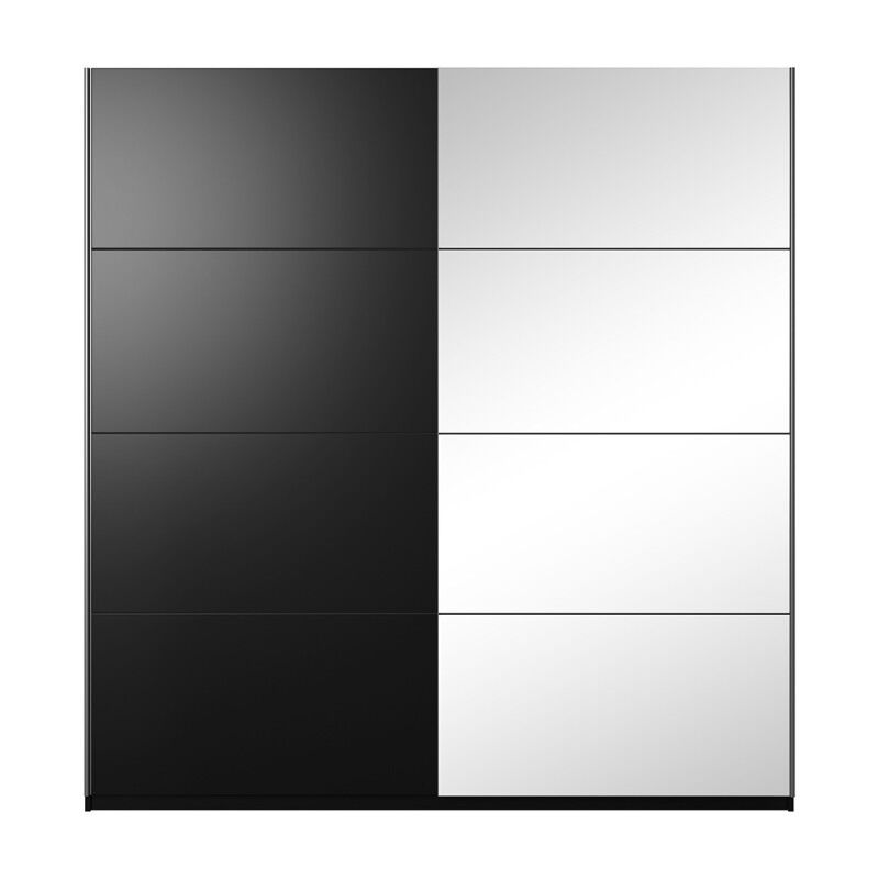 Armoire design 2 portes avec miroirs modulables. Couleur noir mat. Collection EOS - Noir