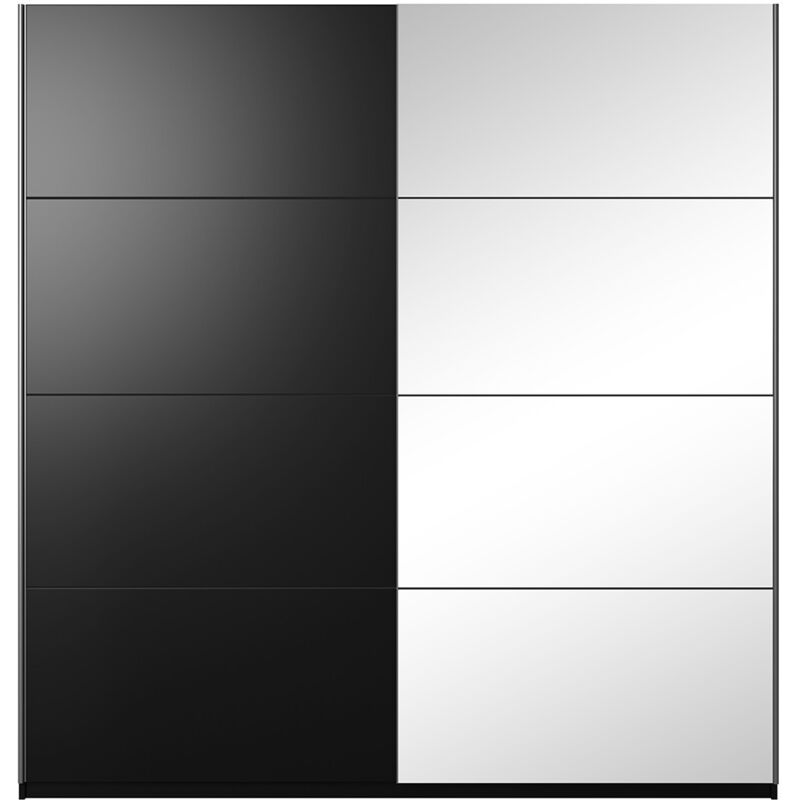 Meublorama - Armoire eos 2 portes avec miroirs modulables - noir mat - 200 x 61 x 210 cm