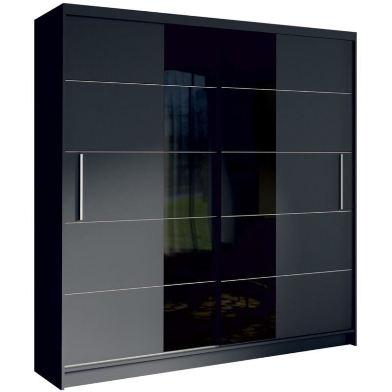 Armoire design 200cm coloris gris graphite et noir collection NARAGO