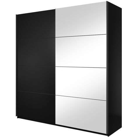 Armoire design 220cm. 2 portes avec miroirs modulables. Couleur noir mat. Collection EOS - Noir