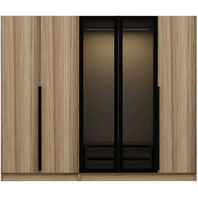 Cotecosy - Armoire en aggloméré et verre Kale Plus 225 x 52 x 210 cm