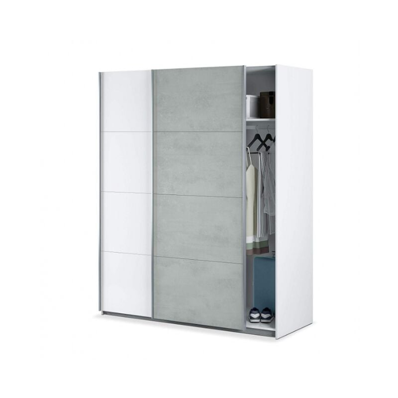Armoire 150x200h blanc mat et béton - Urano