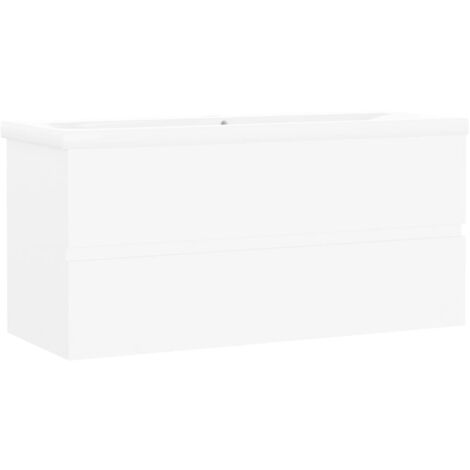 Armoire d'évier avec lavabo intégré 100 x 38,5 x 45 cm blanc aggloméré
