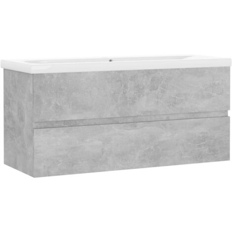 Armoire d'évier avec lavabo intégré 101cm Gris béton