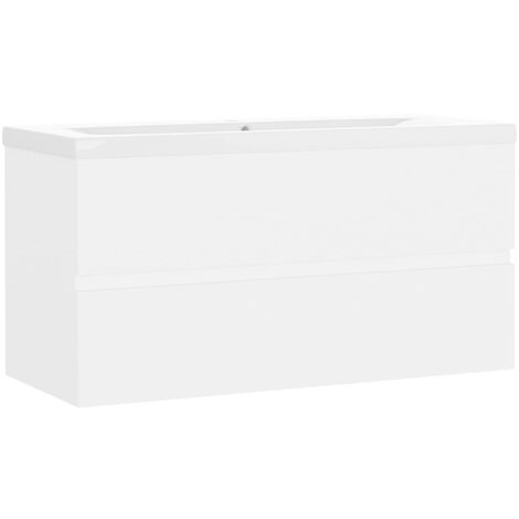 Armoire d'évier avec lavabo intégré 90 x 38,5 x 45 cm aggloméré blanc