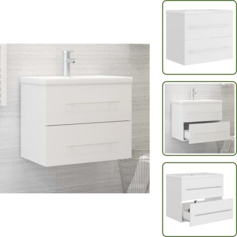 Armoire d'évier avec lavabo intégré Blanc Aggloméré - Meuble De Salle De Bain - Meuble Vasque - Armoire Lavabo - Salle De Bain - Décoration Salle De Bain