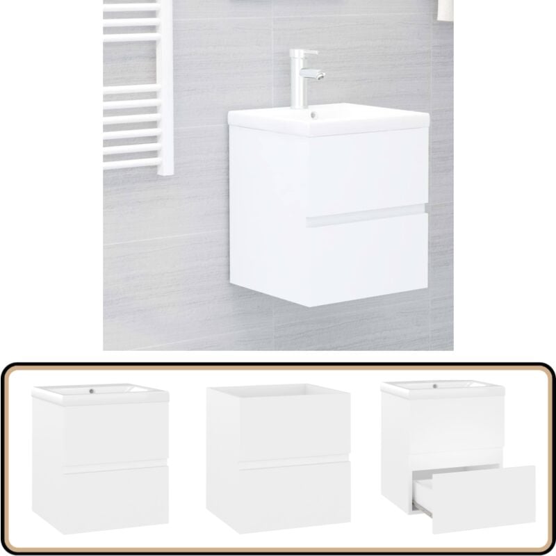 Vidaxl - Armoire d'évier avec lavabo intégré Blanc Aggloméré - Meuble De Salle De Bain - Meuble Vasque - Lavabo Intégré - Armoire D'évier - Salle De