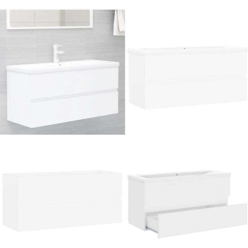 Vidaxl - Armoire d'évier avec lavabo intégré Blanc Aggloméré - Meuble De Salle De Bain - Meuble Vasque - Ensemble Meuble Lavabo - Lave-mains - Lavabo