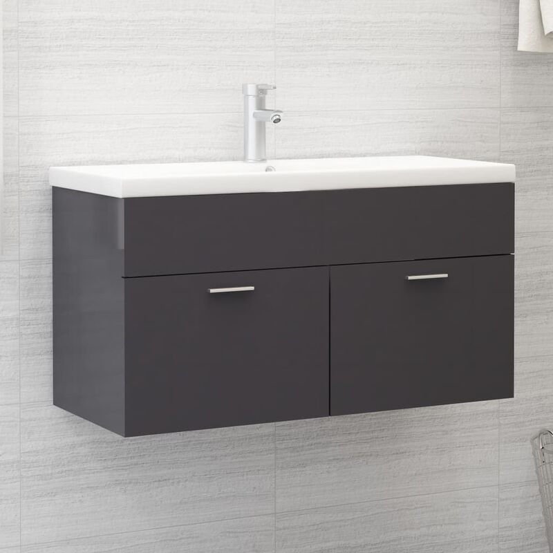 Vidaxl - 90 cm Conception moderne mobile sublavabo avec 2 portes différentes disponibles Couleur : gris lucide