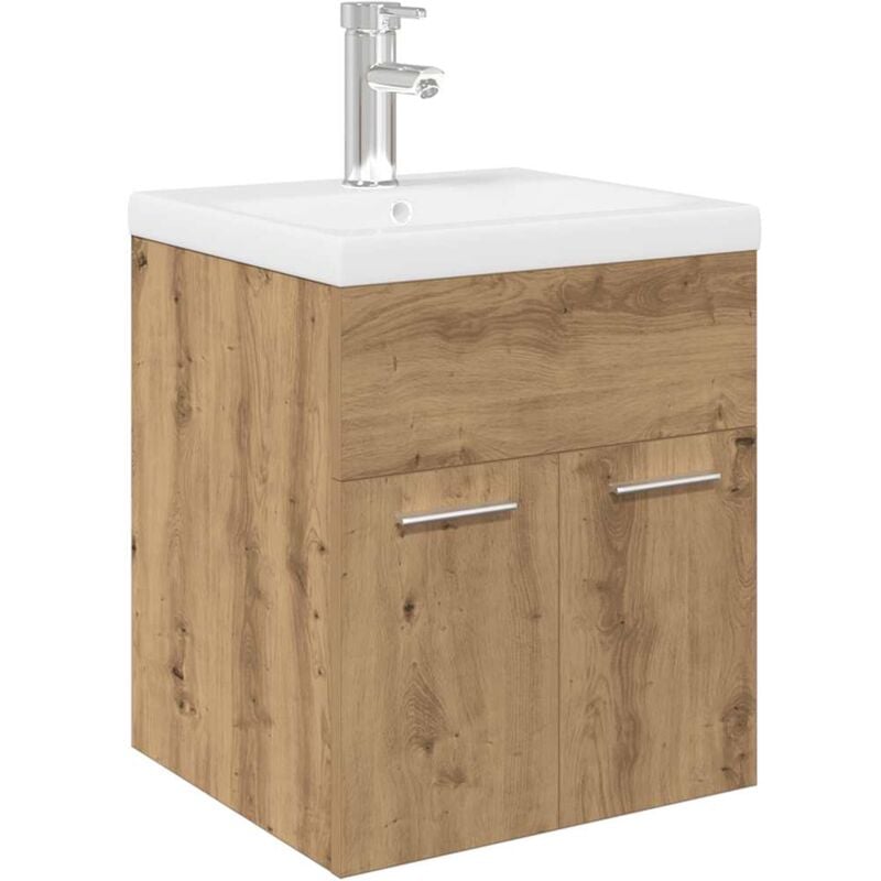 Vidaxl - Meuble lavabo avec bassin et robinet intégrés chêne artisanal