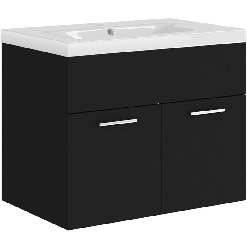 Vidaxl - Armoire d'évier avec lavabo intégré Noir Aggloméré