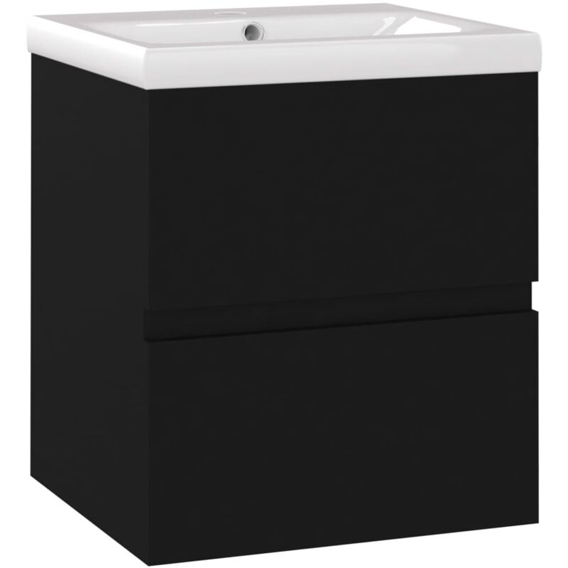 Armoire d'évier avec lavabo intégré noir aggloméré