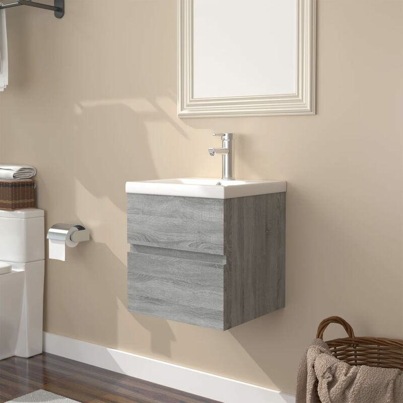Vidaxl - Meuble lavabo avec bassin intégré Sonoma gris Bois d'ingénierie